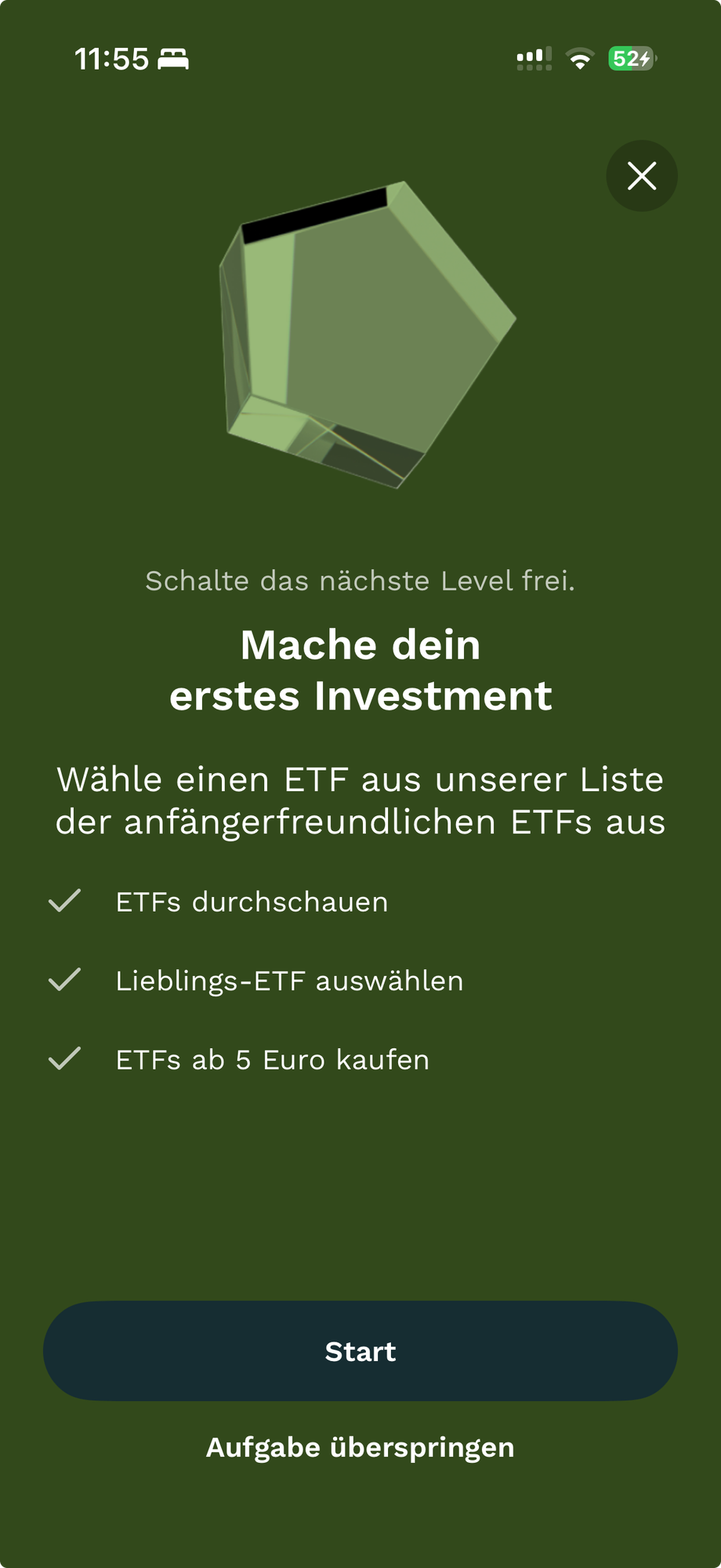 Abschlussaktion: Mache dein erstes Investment