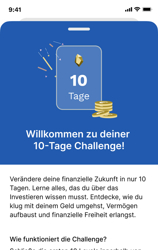 10-Tage Challenge Willkommensseite