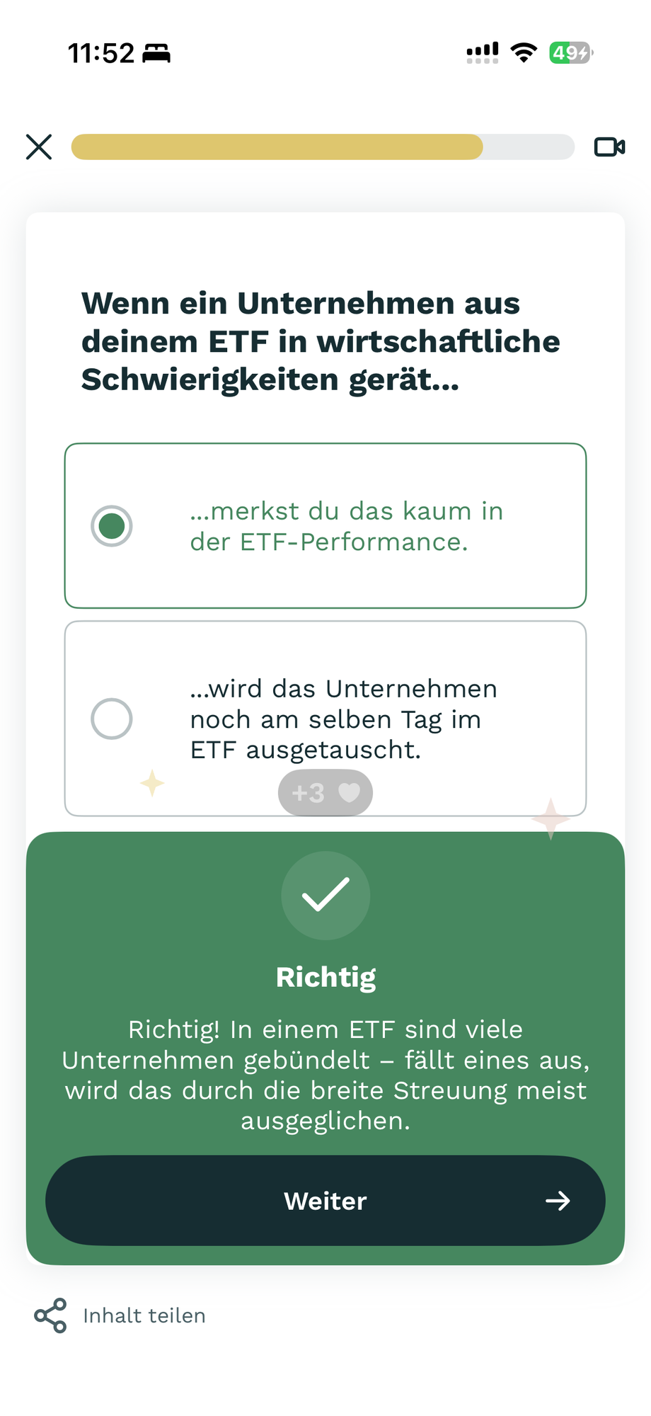 Quiz: ETF-Frage mit Feedback